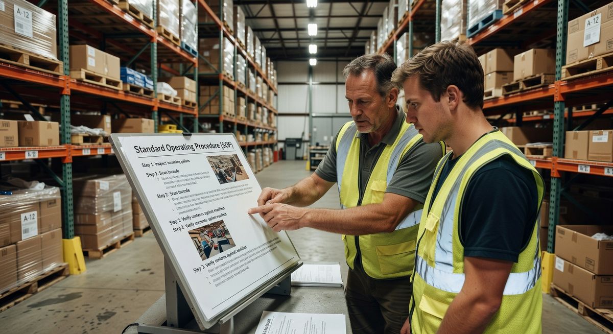 Worker being trained with an SOP document